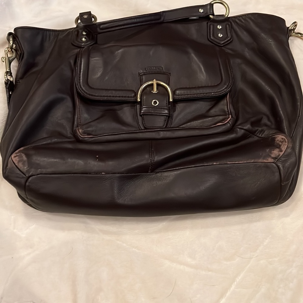 Coach Chocolate Leather Tote with Adjustable Strap - Picture 8 of 8